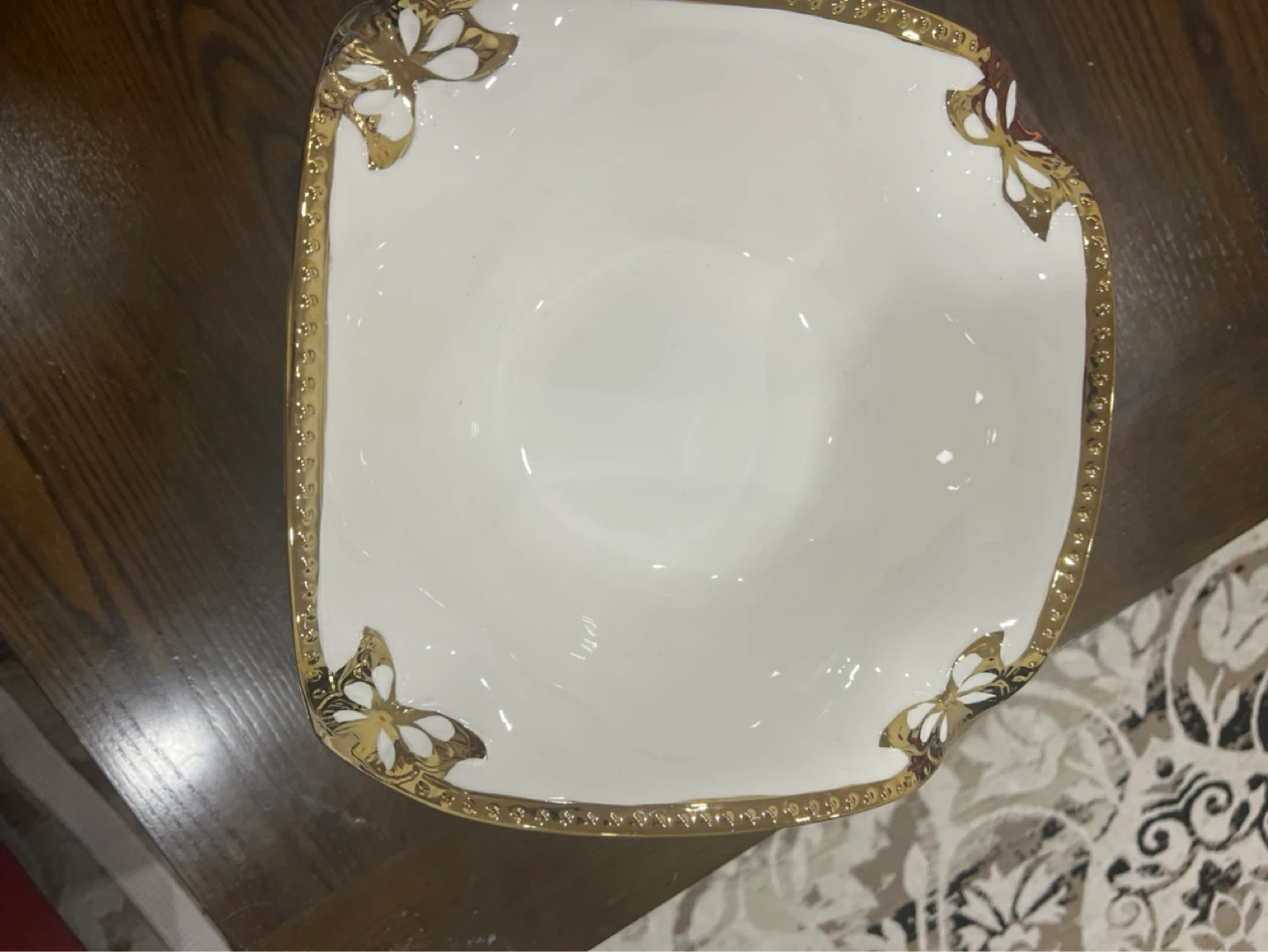 Decorative Fruit Bowl with Gold Trim