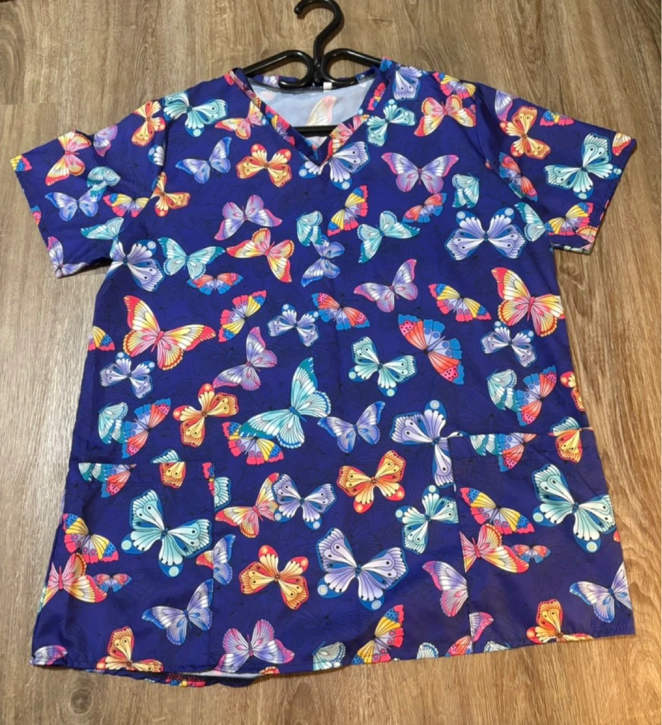 Scrub Top - Butterfly Print