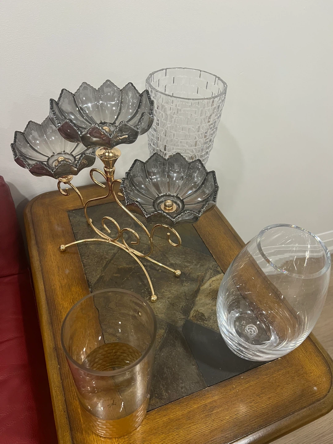 Glass Vase with Gold Accents