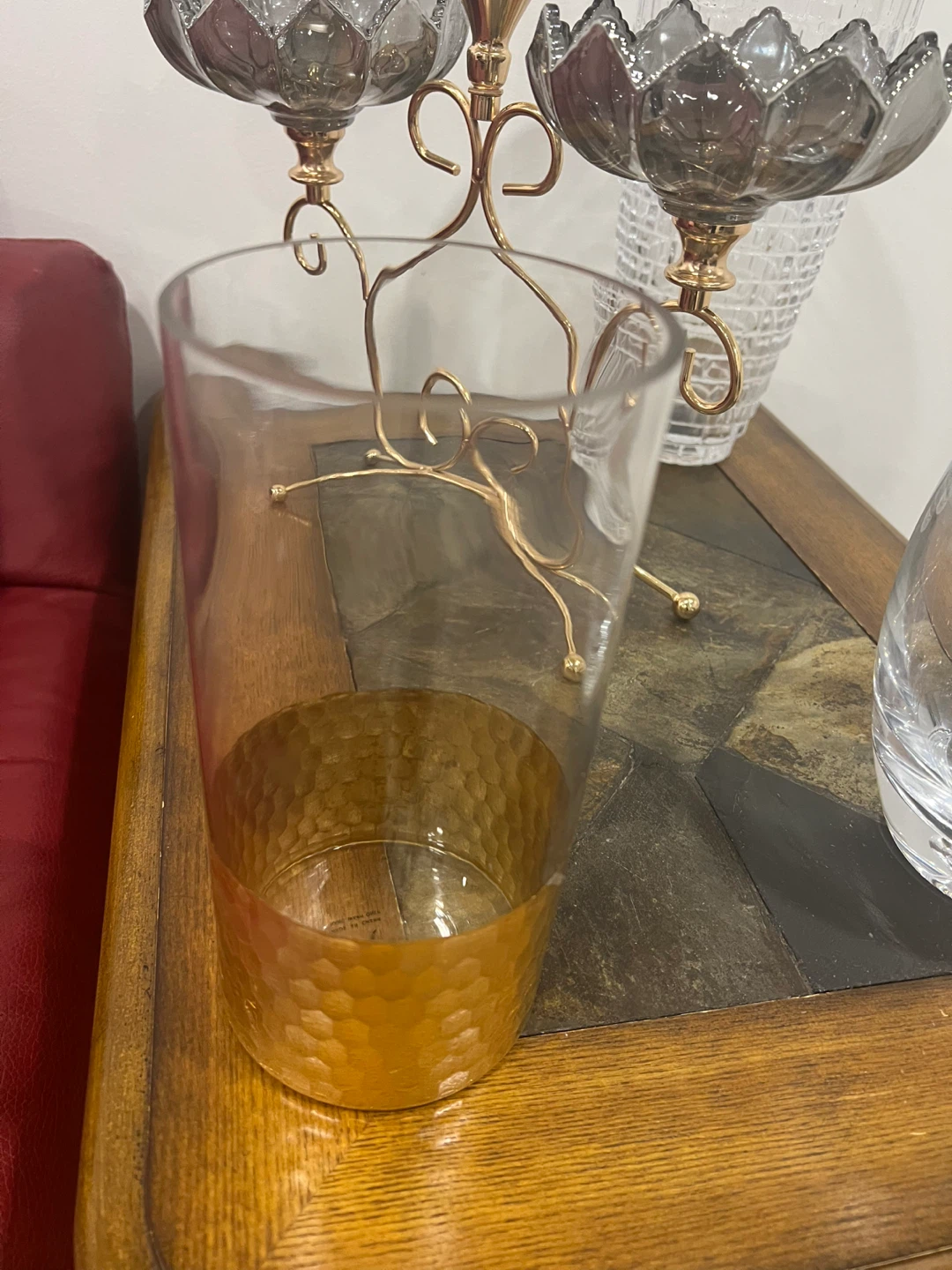 Glass Vase with Gold Accents - photo 2