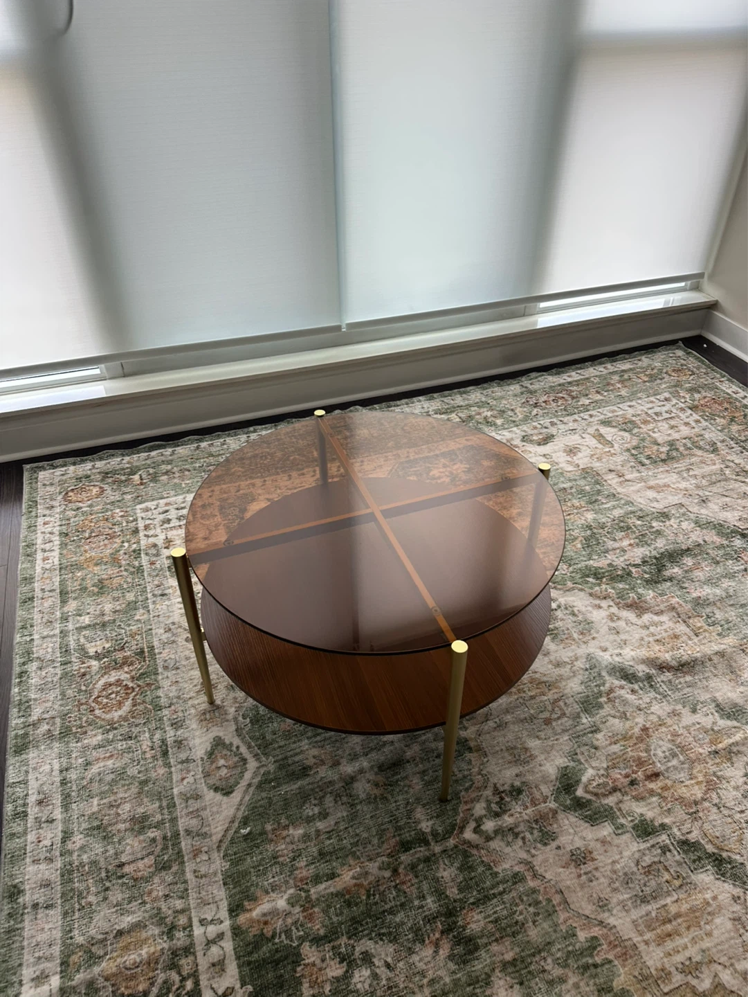 Round Coffee Table with Glass Top