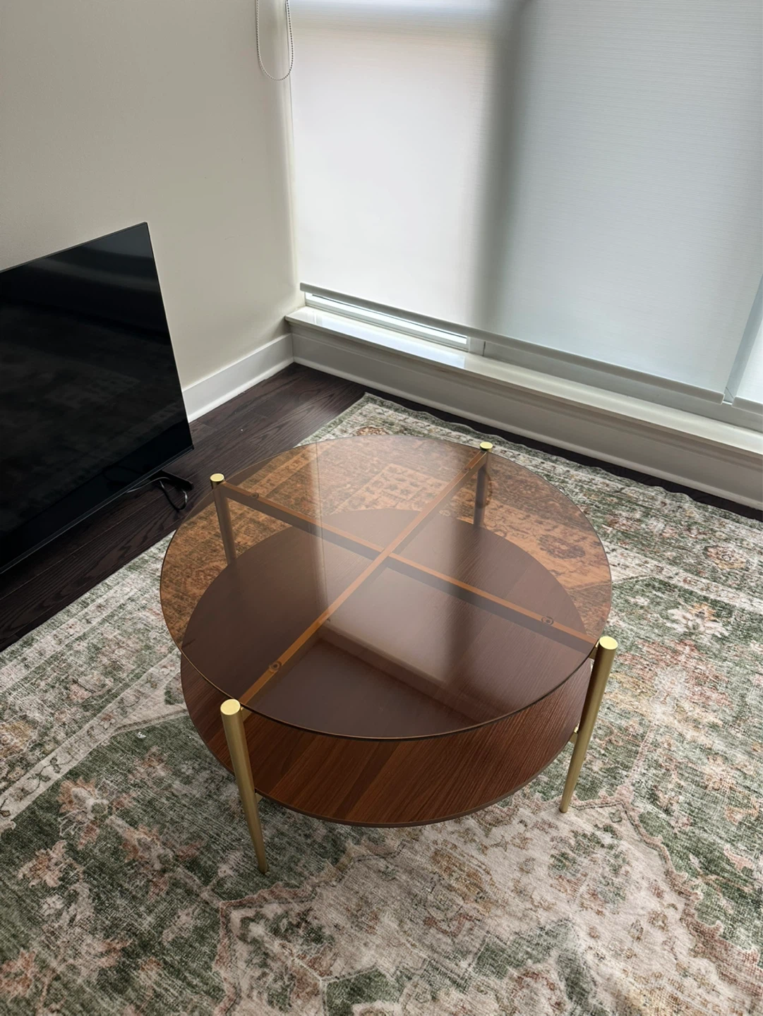Round Coffee Table with Glass Top - photo 2