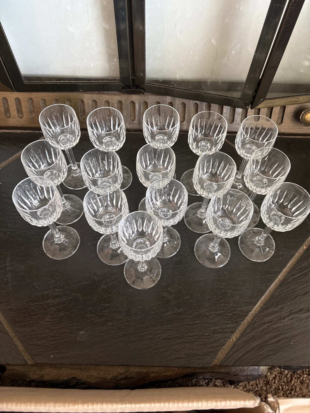 16 crystal  glasses liqueur size