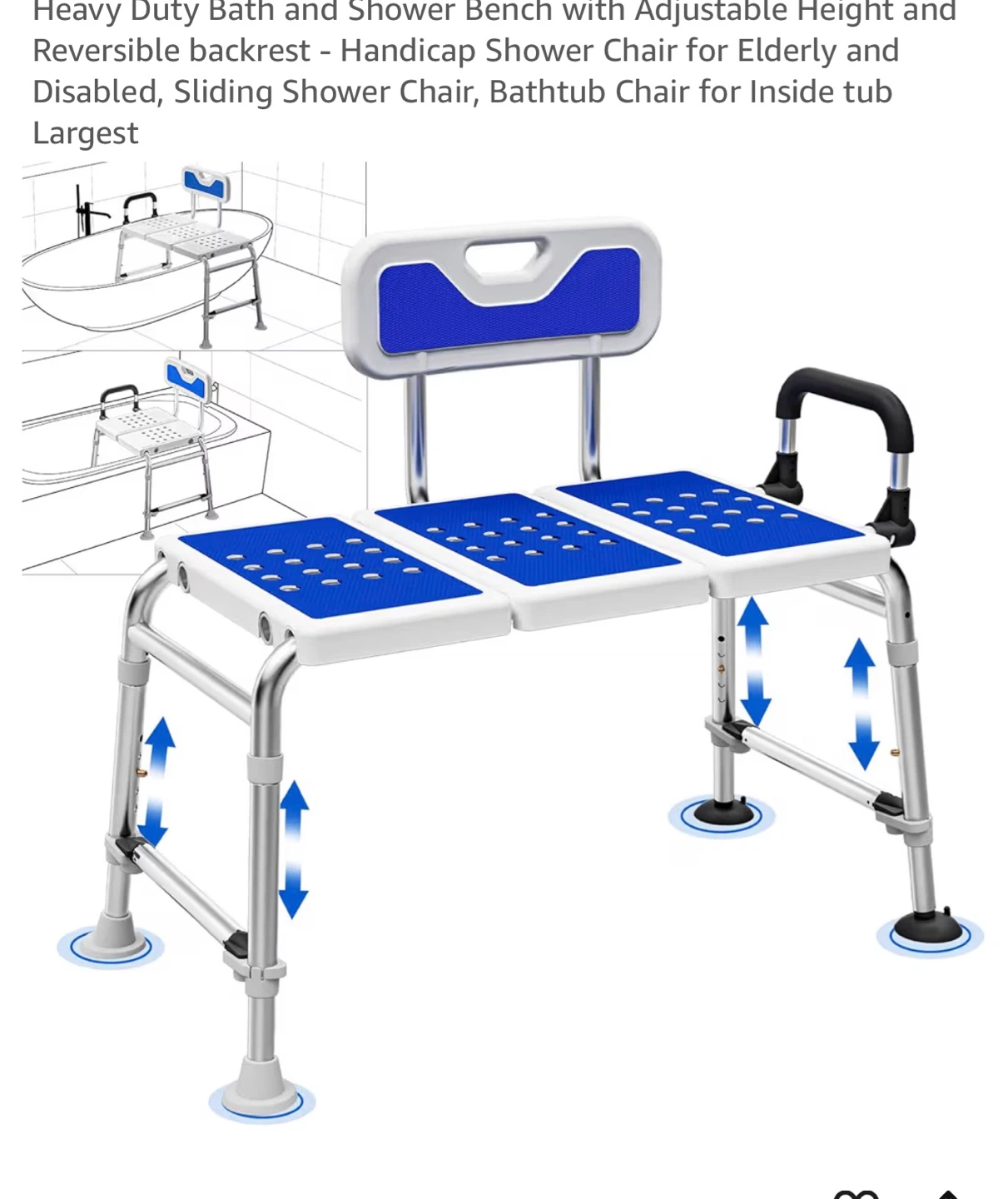 Heavy Duty Bath and Shower Chair with Adjustable Height BT8