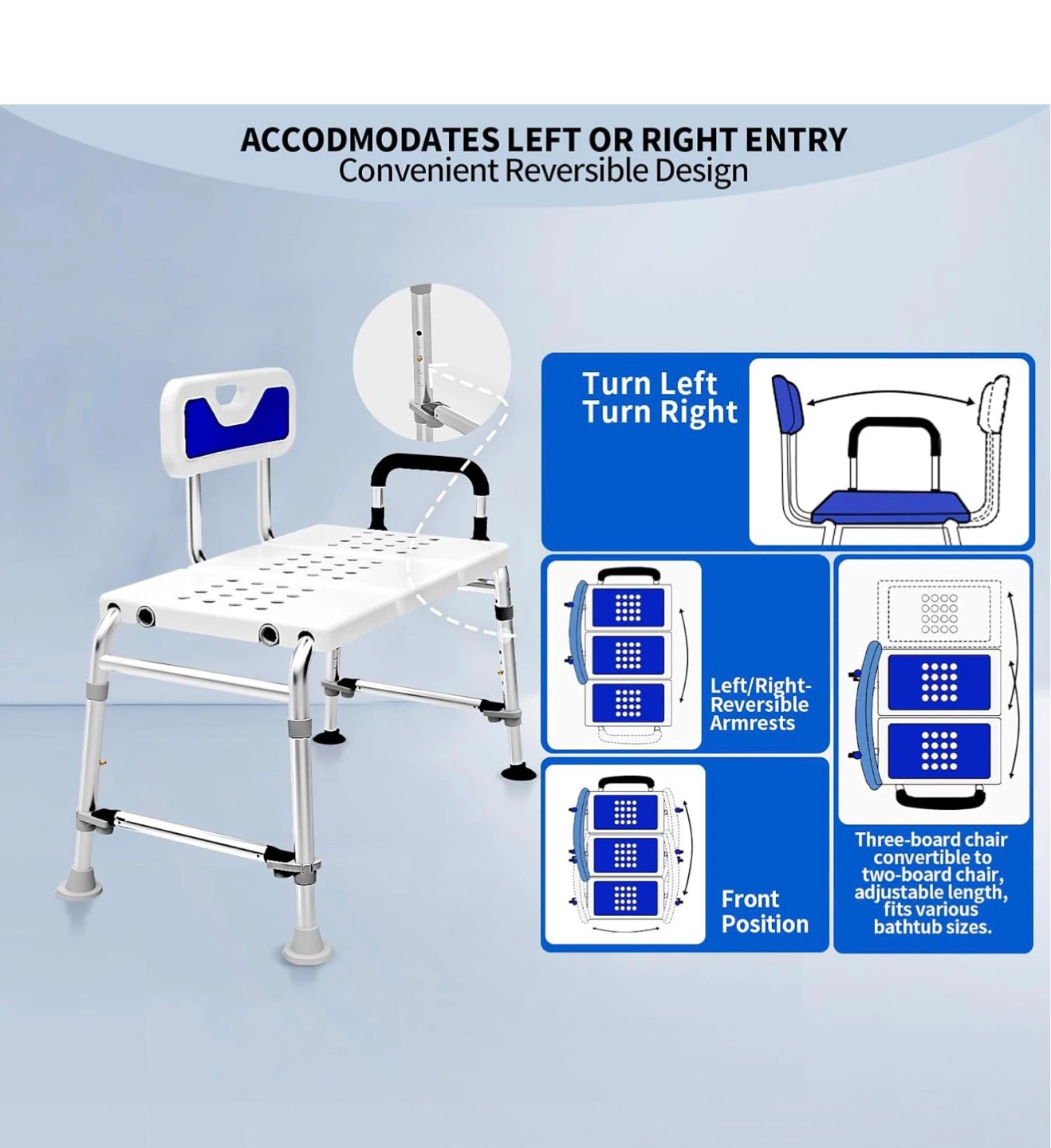 Heavy Duty Bath and Shower Chair with Adjustable Height BT8 - photo 3