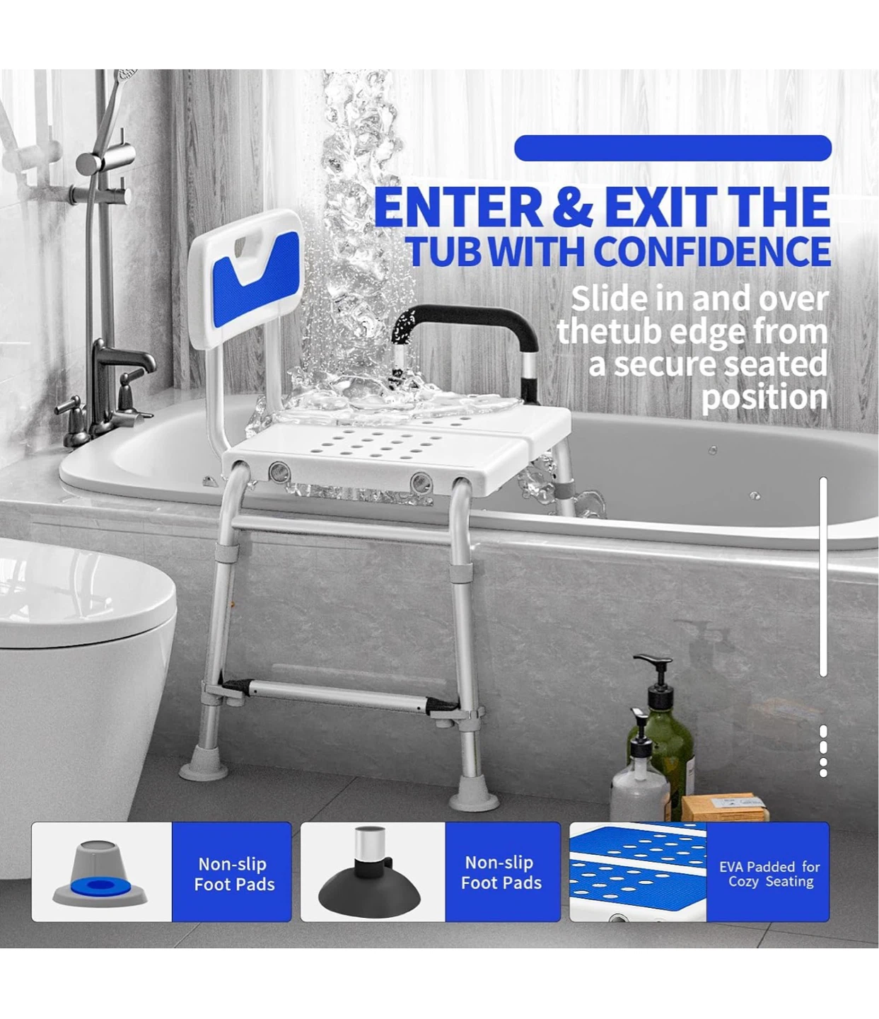 Heavy Duty Bath and Shower Chair with Adjustable Height BT8 - photo 5