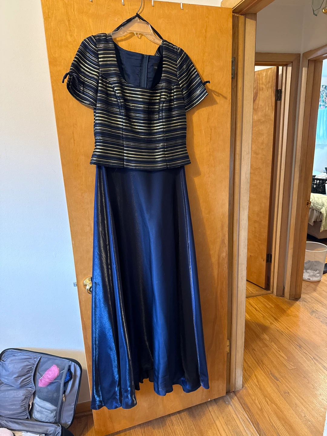 COLLECTIONS Women's Blue Striped Formal Dress - Size 12