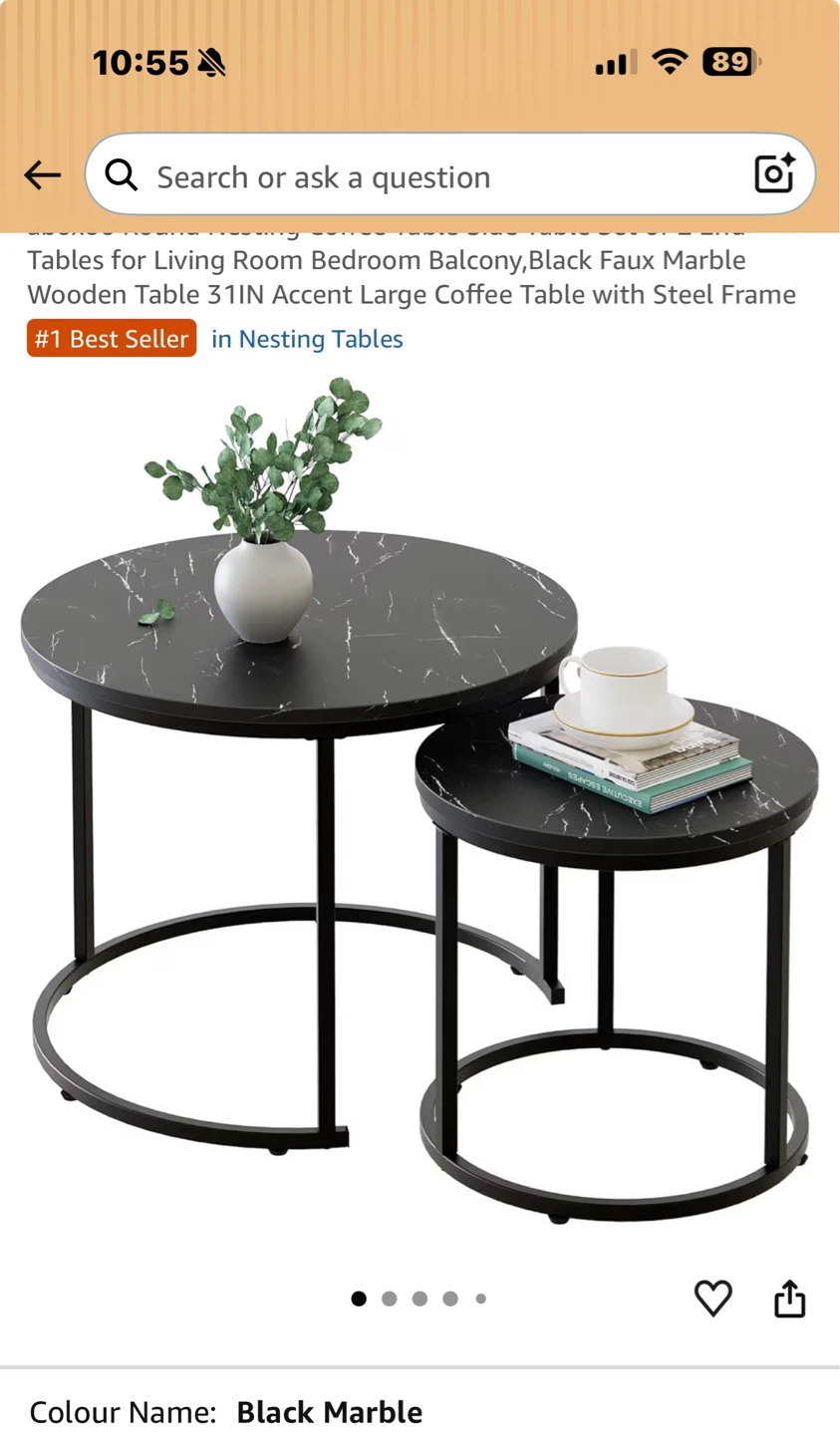 Black Marble Nesting Coffee Tables