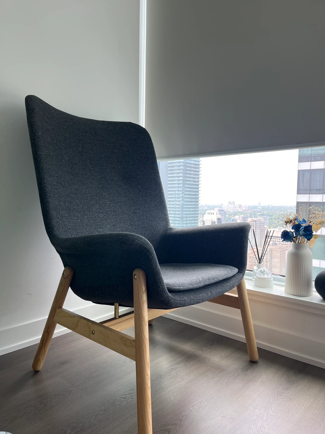 IKEA VEDBO Armchair high, Gunnared dark gray