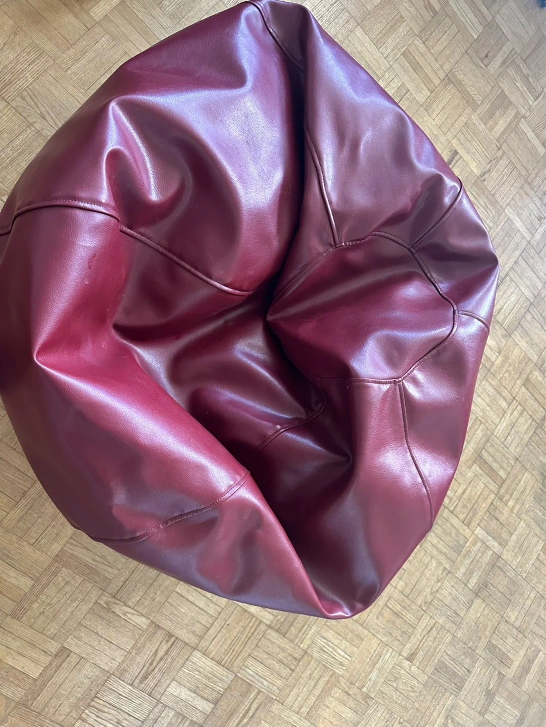 Red Faux Leather Bean Bag Chair