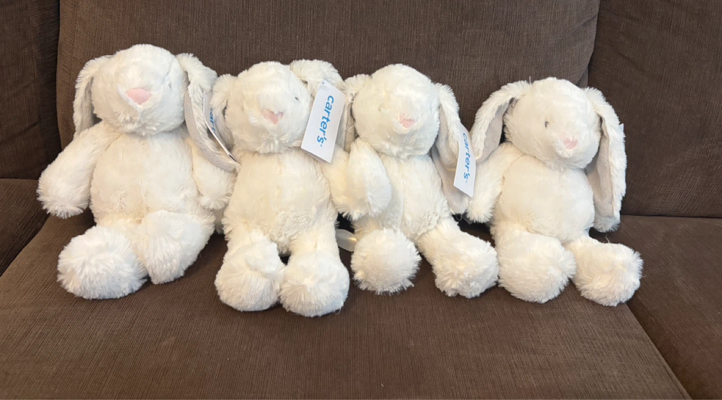 Carters White Bunny Plush Stuffy NWT