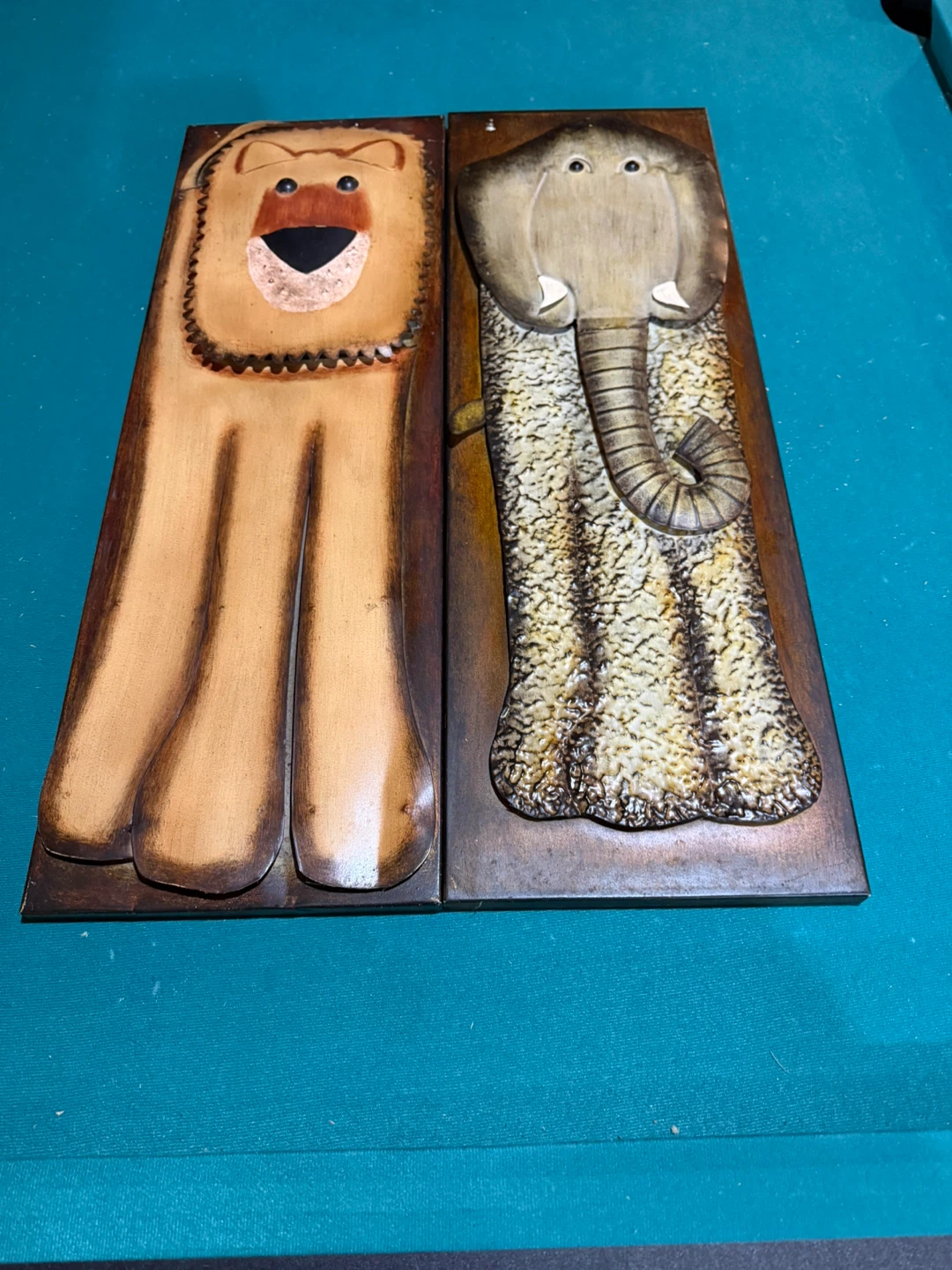 Metal Lion and Elephant Wall Art Set