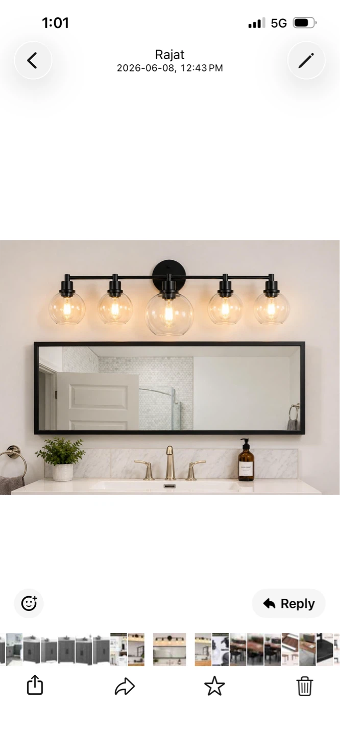 New Black 5-Light Vanity Light Fixture