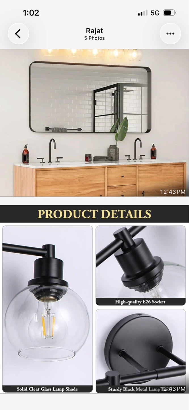 New Black 5-Light Vanity Light Fixture - photo 5