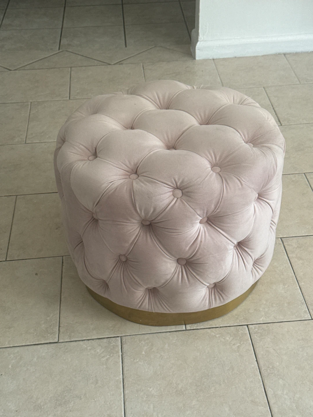 Pink Tufted Ottoman Footstool