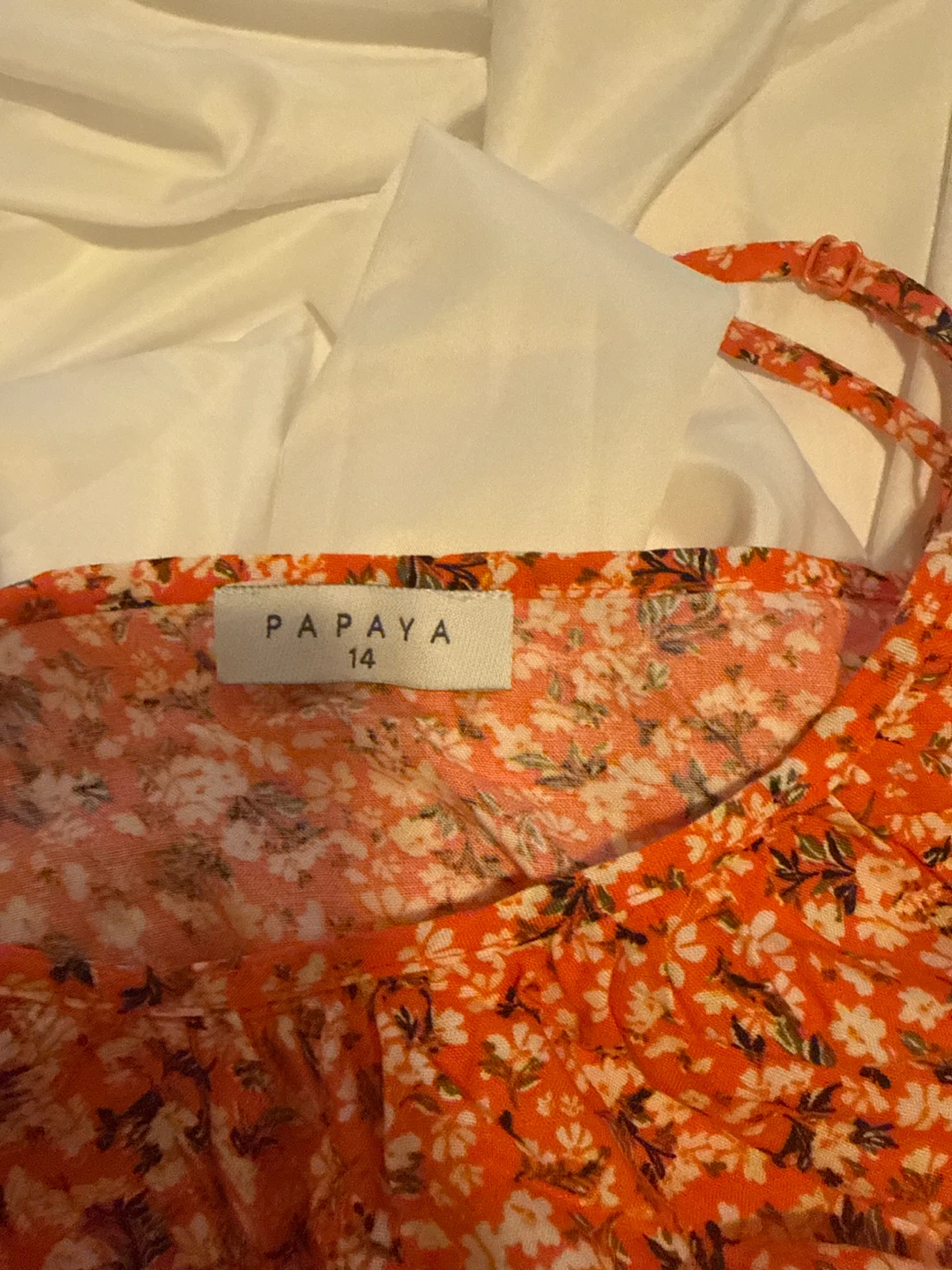 Papaya Orange Floral Print Camisole Top Size 14 - photo 2