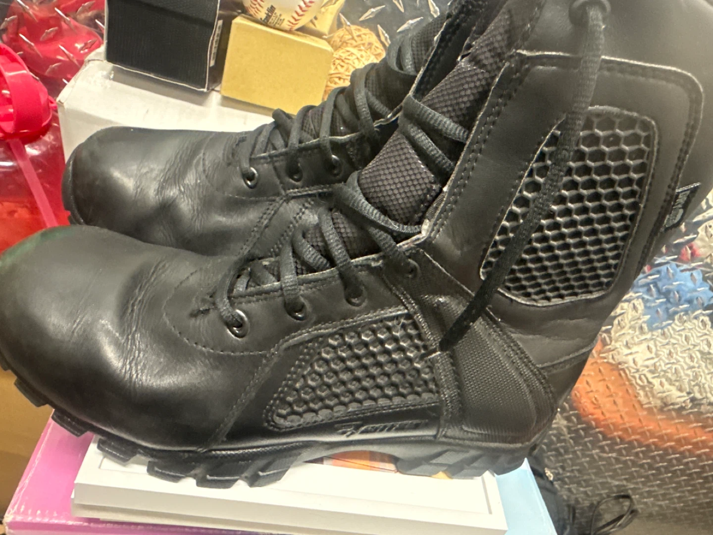 Bates Black Leather Side Zip Work Boots