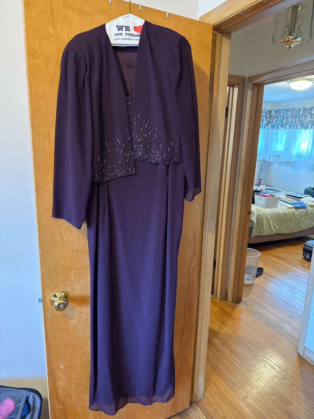 After Dark Women's Purple Beaded Dress and Jacket Set Size 22W