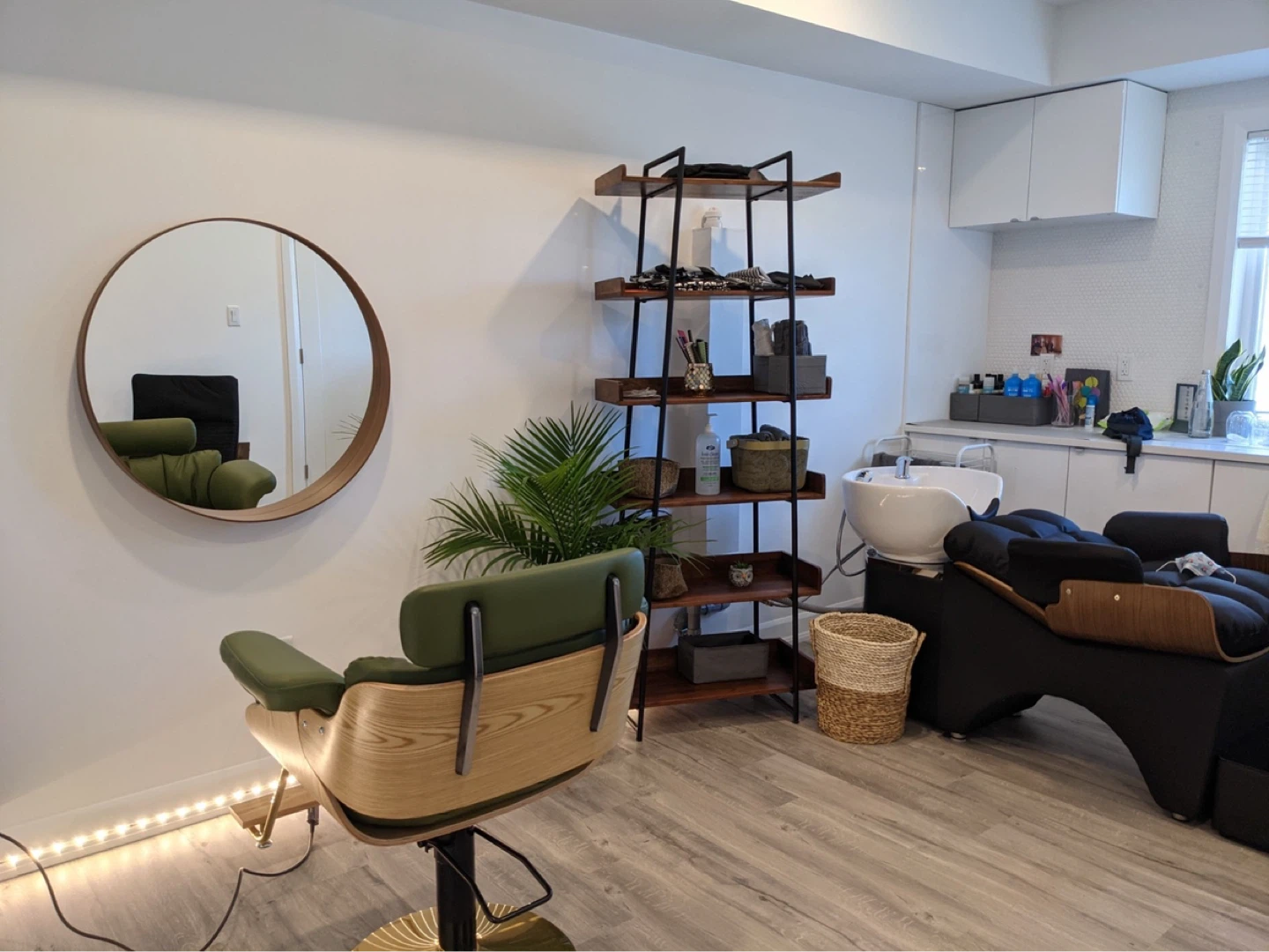 Solid Wood and Metal Shelf Unit