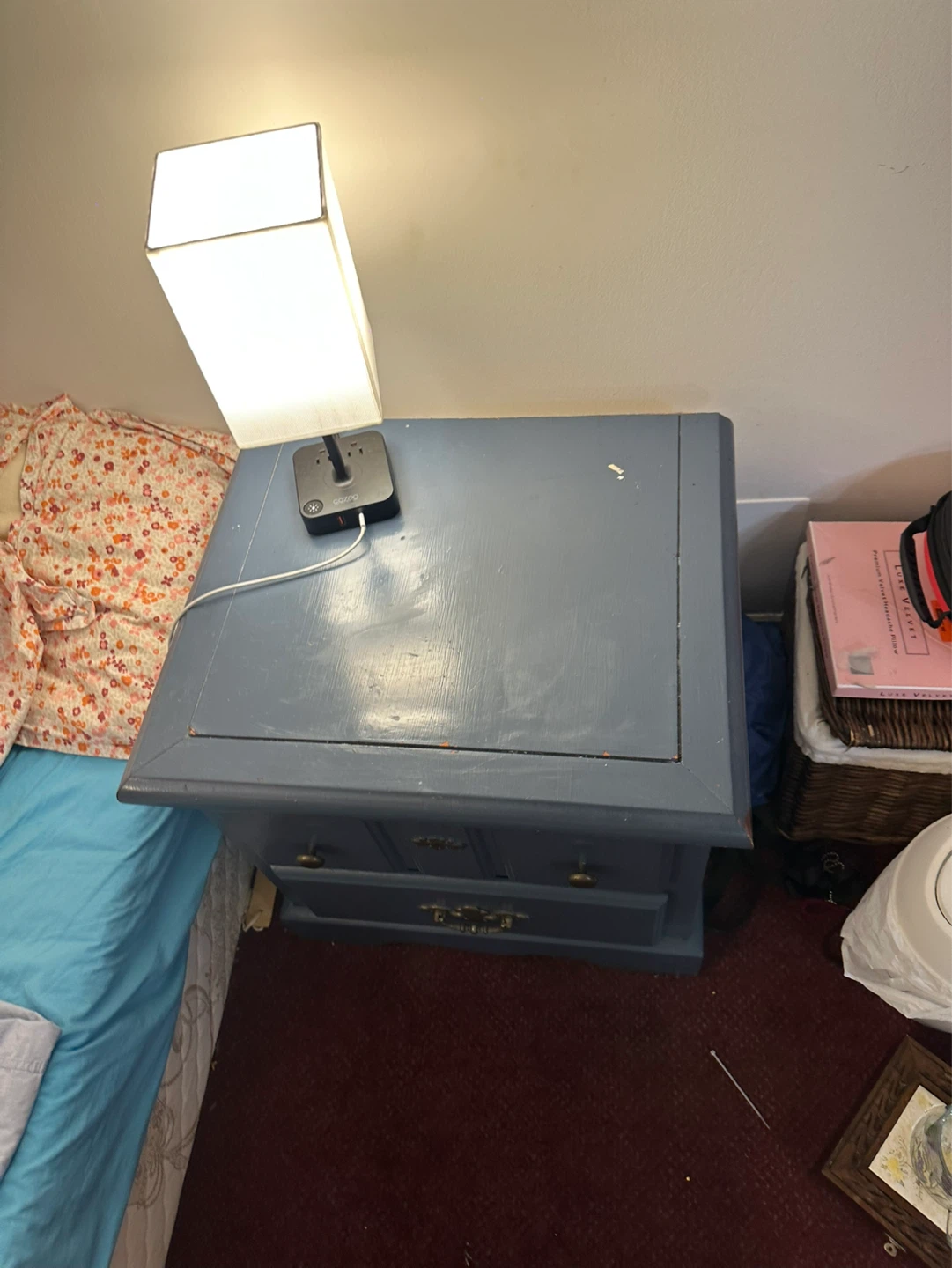 Blue Two-Drawer Nightstand - photo 2