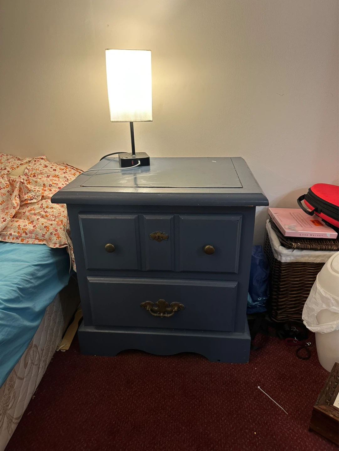 Blue Two-Drawer Nightstand