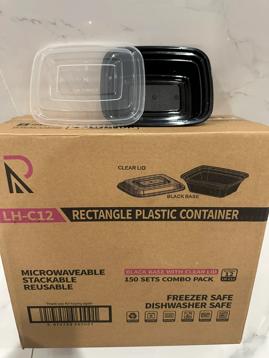 Rectangle Plastic Containers - 150 Sets Combo Pack