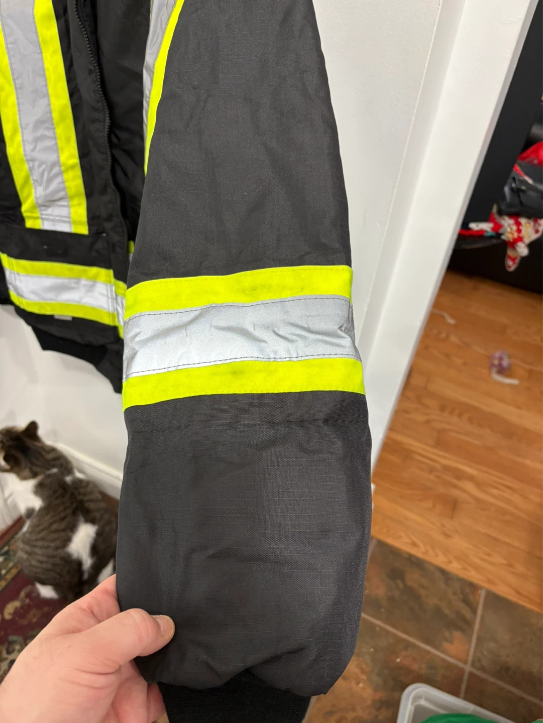 Black Bomber Jacket with High-Visibility Reflective Strips - L - photo 4