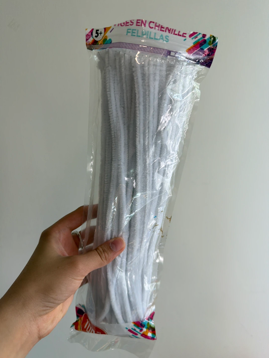 White soft chenille stems