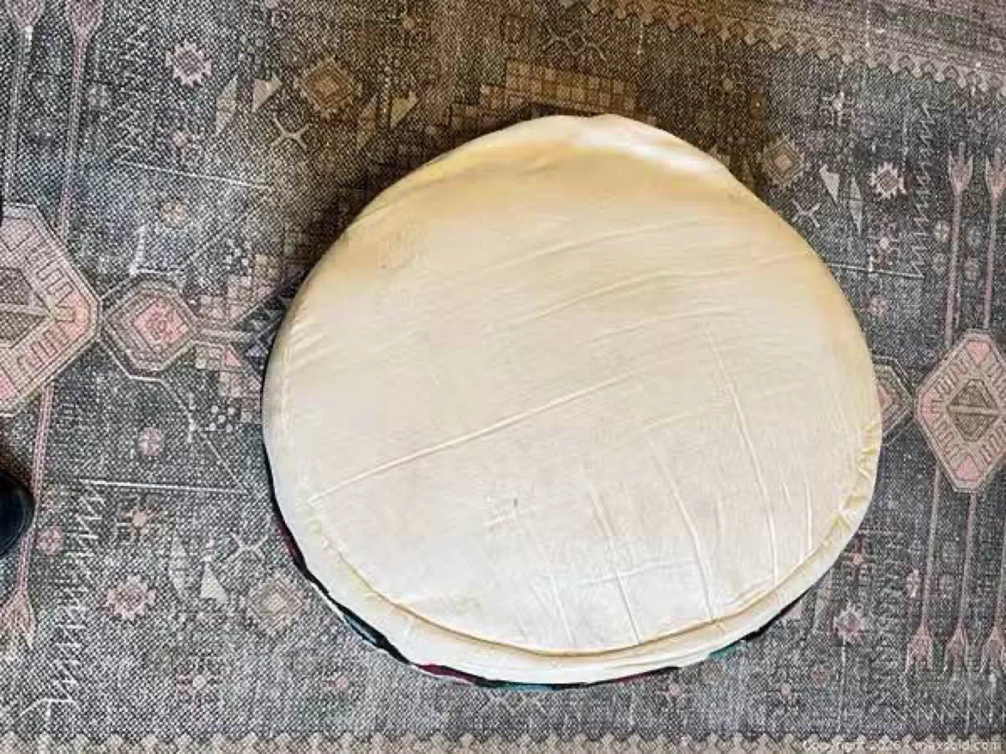 Round Embroidered Pouf Ottoman - photo 3