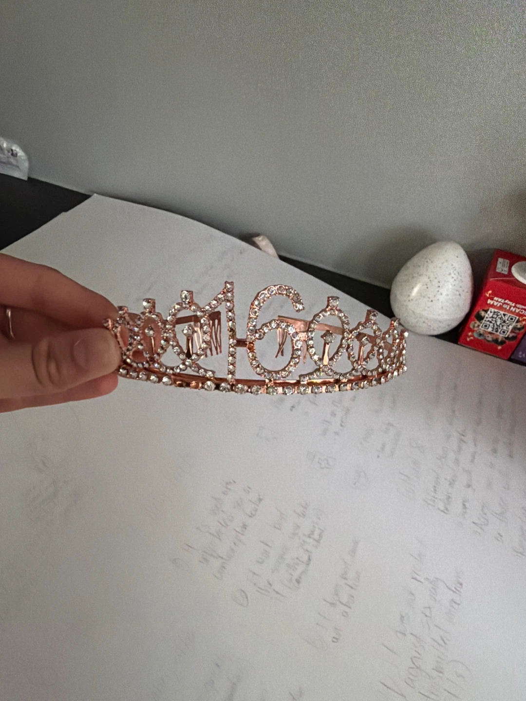 Rose Gold "16" Tiara Rhinestone Crown