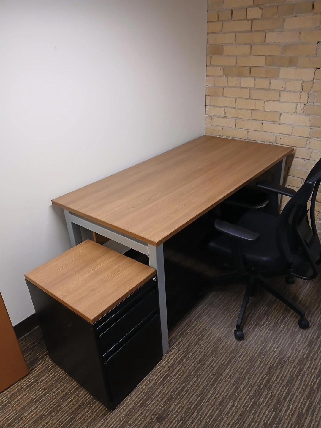 Wooden Desk and Filing Cabinet Set