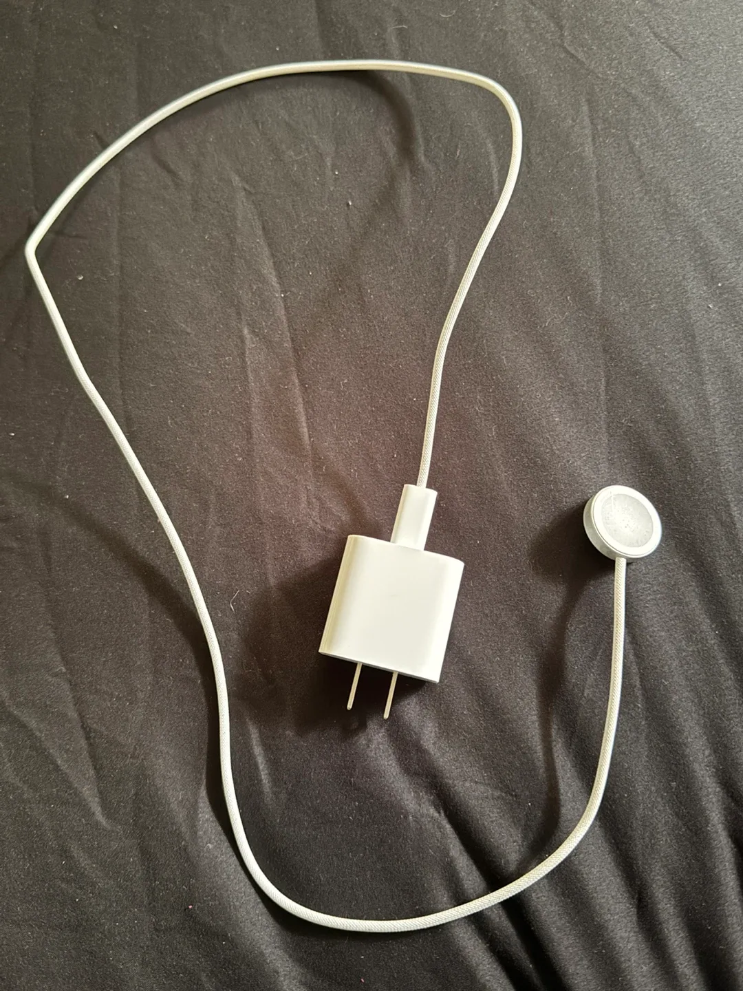 Apple USB-C Power cord for Apple Watch and block.