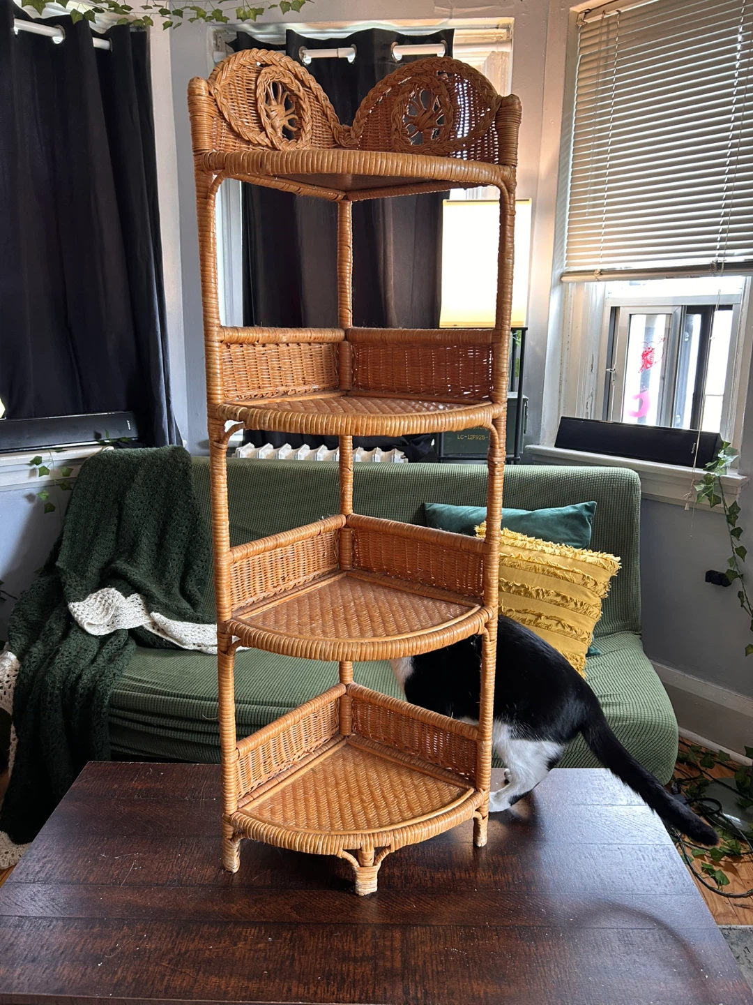 Wicker Corner Shelf Unit