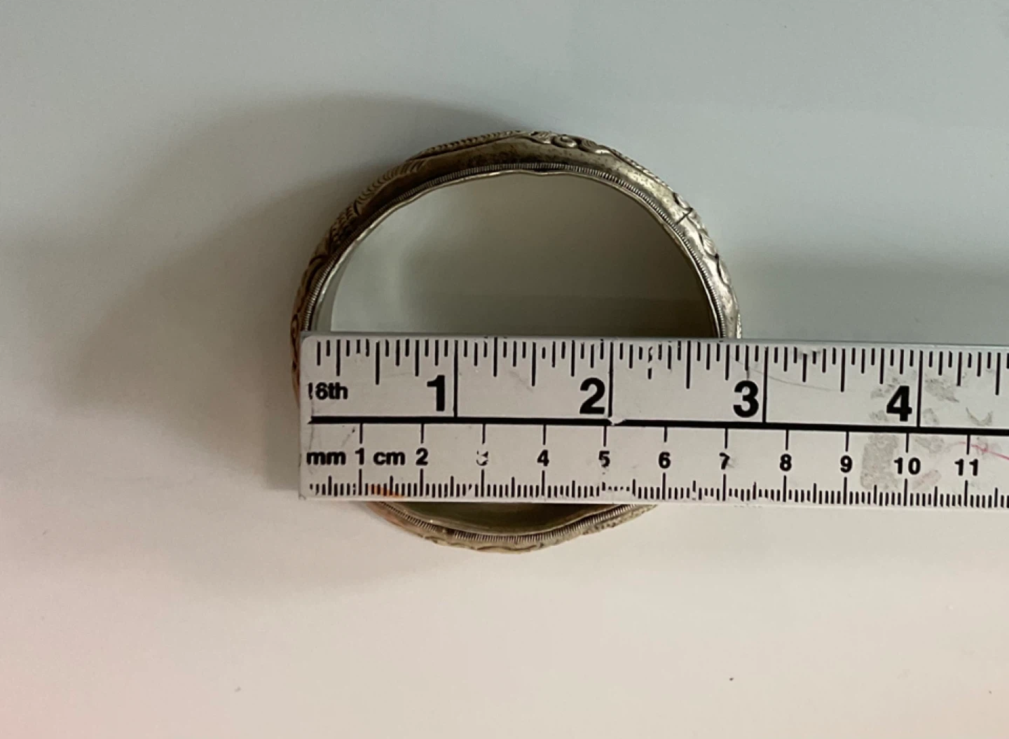 Vintage Chinese Engraved Silver Tone Bangle Bracelets Pair - photo 5