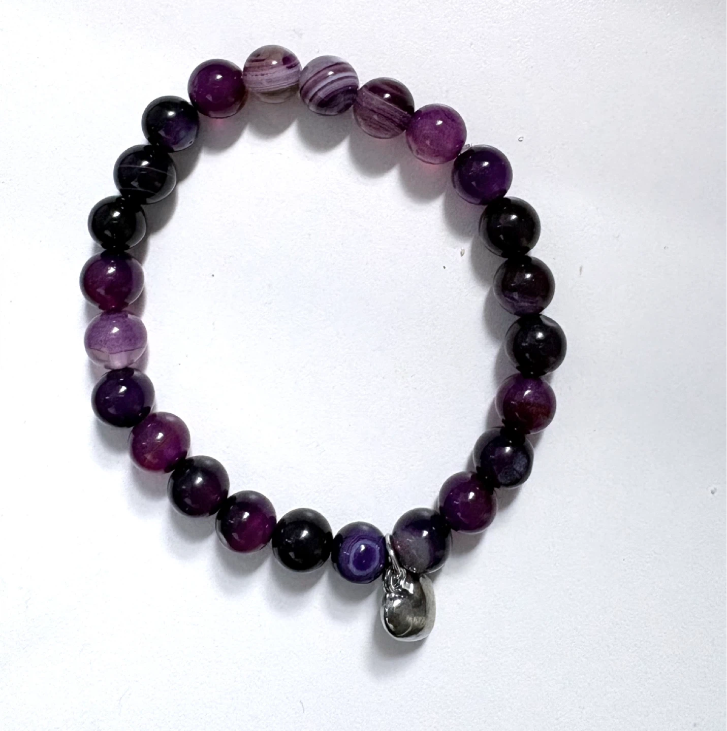 Purple Beaded Bracelet with Charm (new )# freecycle