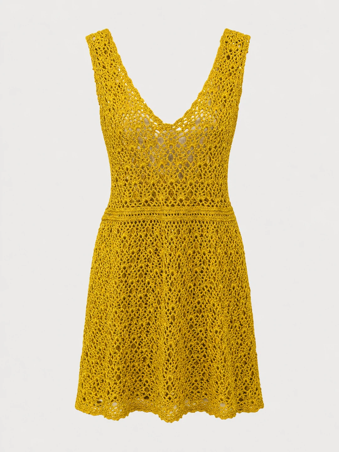Yellow Crochet Dress with Sequins
