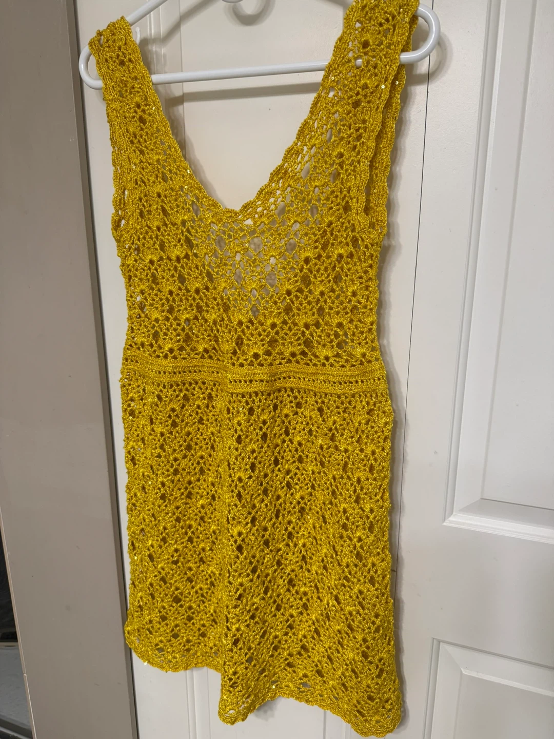 Yellow Crochet Dress with Sequins - photo 2