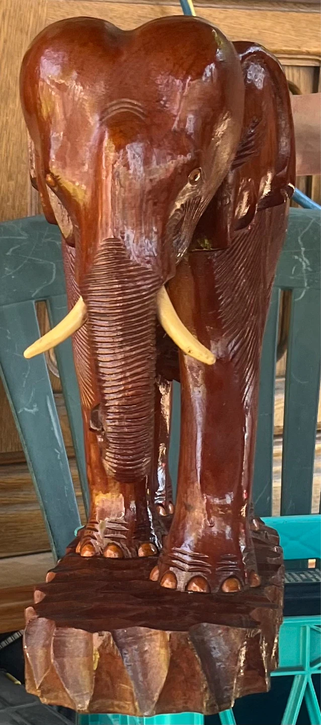 Carved Wooden Elephant Figurine - photo 2