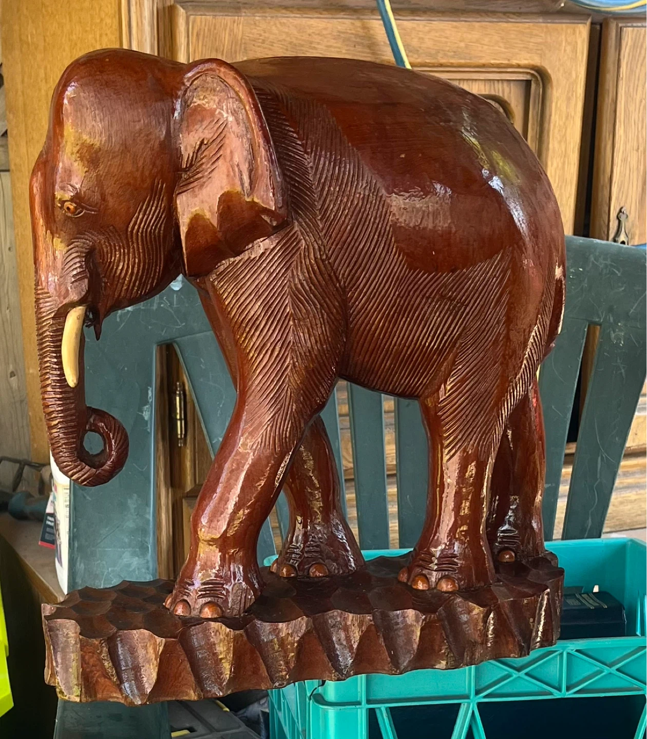 Carved Wooden Elephant Figurine