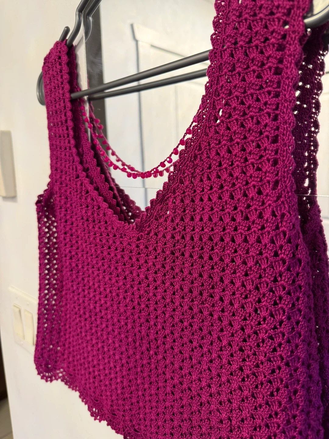 Handmade Crocheted Crop Top - Fuchsia - photo 4