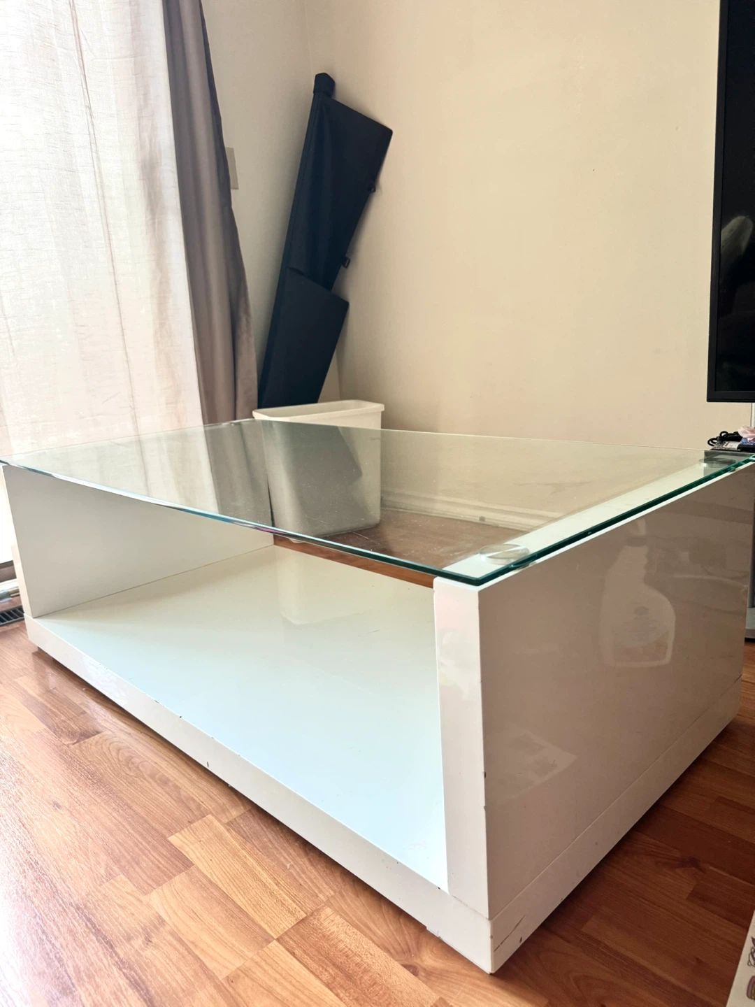 White Coffee Table with Glass Top