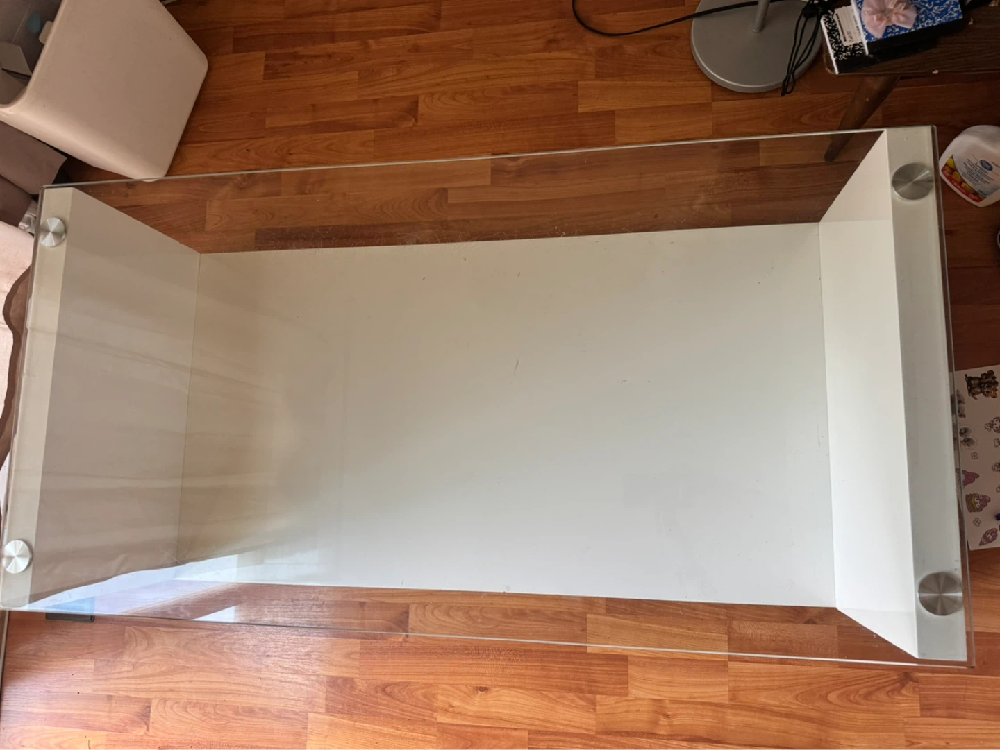 White Coffee Table with Glass Top - photo 2