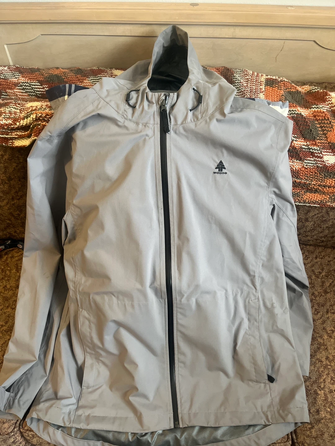 Woods Men's Lightweight Waterproof Hooded Rain Jacket - Grey