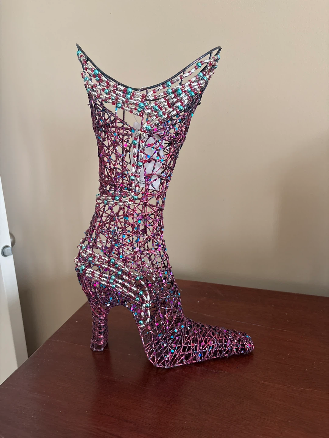 Wire Boot Decor with Beads