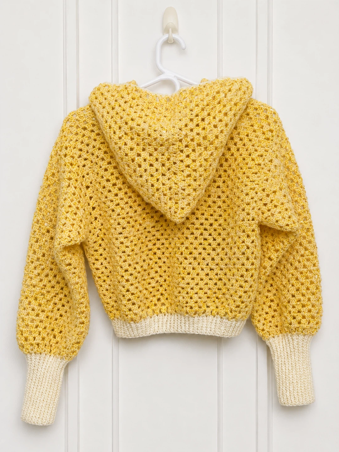 Yellow Crocheted Crop Hoodie - photo 2