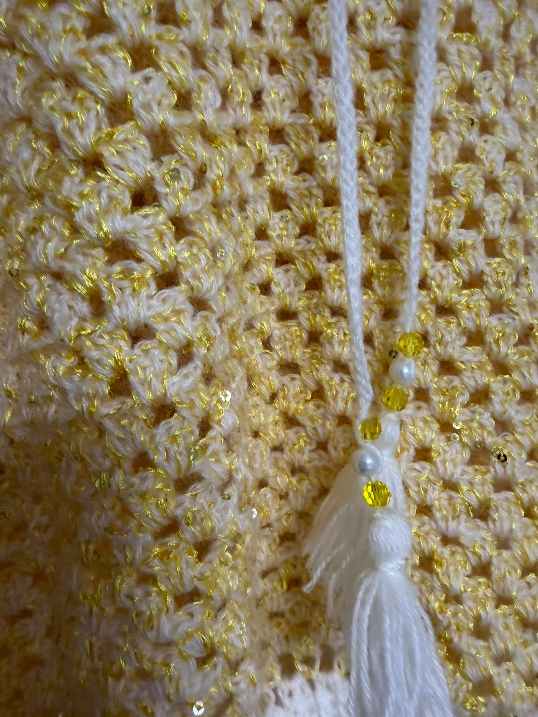 Yellow Crocheted Crop Hoodie - photo 3
