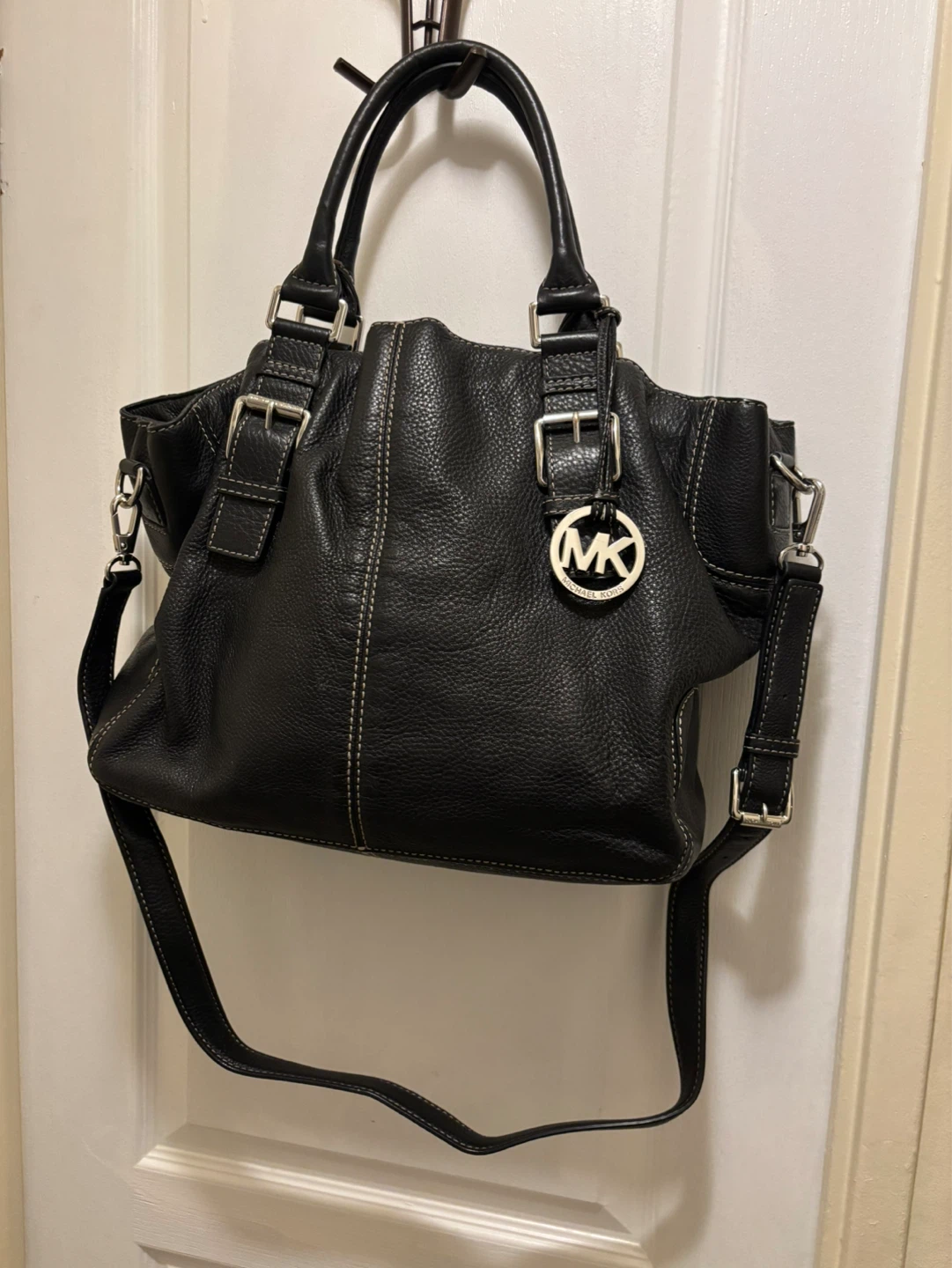 Michael Kors Black Leather Satchel Handbag