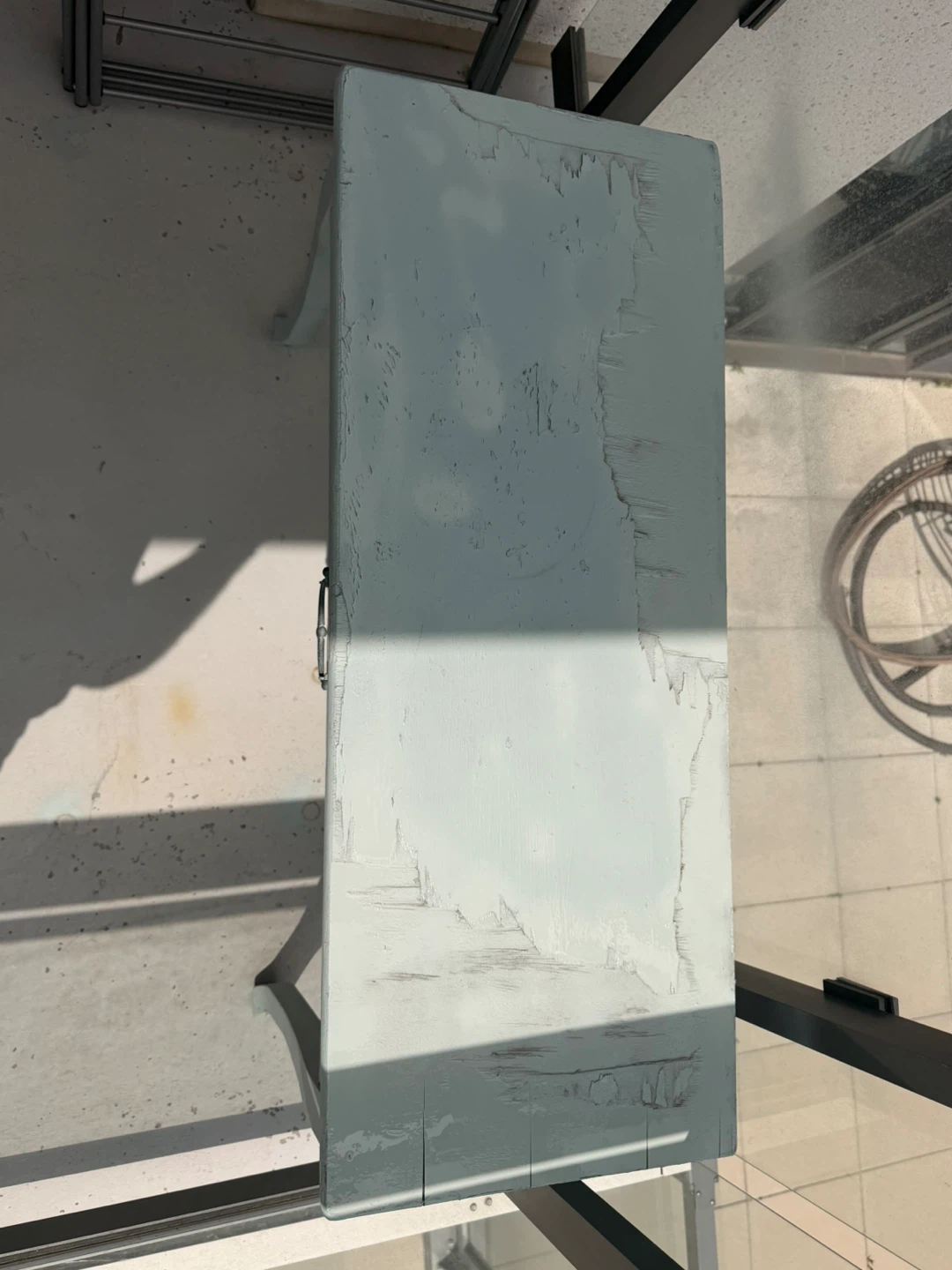 Pastel Blue Vintage Bench with Storage - photo 4