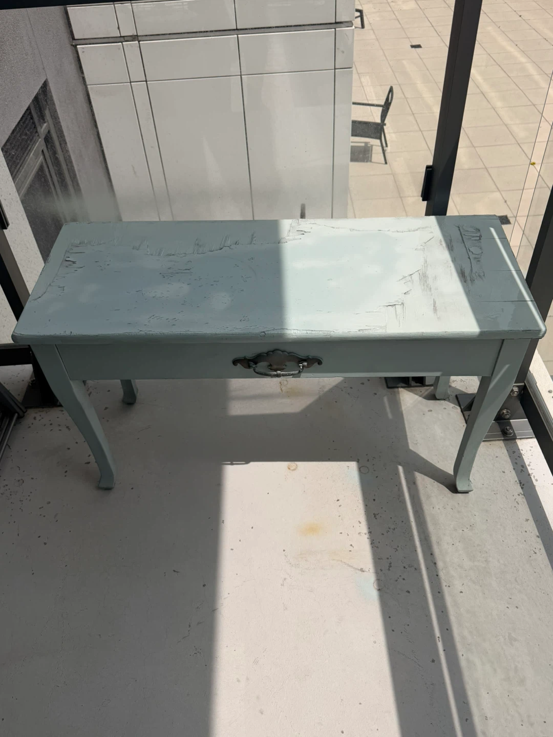 Pastel Blue Vintage Bench with Storage - photo 2