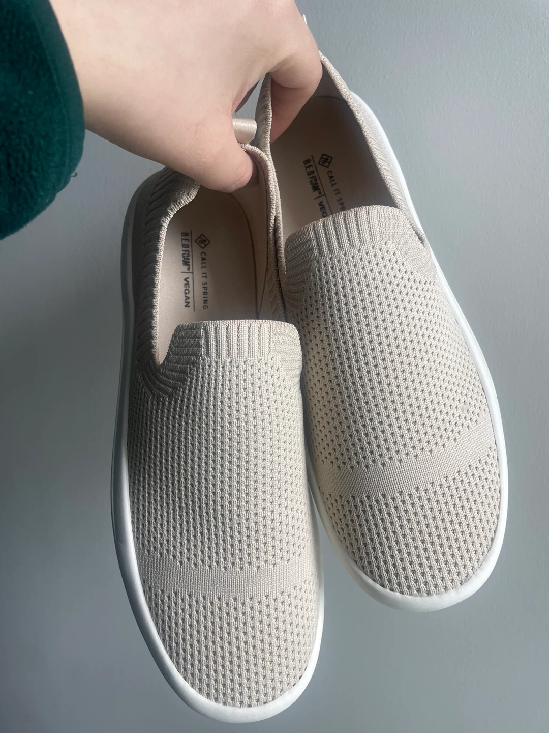 New Call It Spring Tan Knit Slip-On Sneakers